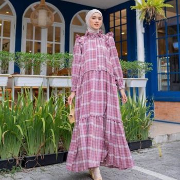 Gamis Zalina Plaid Rose