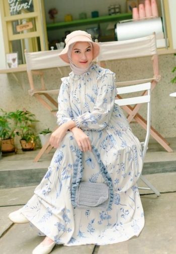 Zalina Dress Blue Leaves