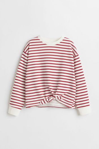 HM Tie-front Sweatshirt WHITE/STRIPED