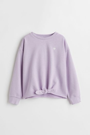 HM Tie-front Sweatshirt LIGHT PURPLE/HEART