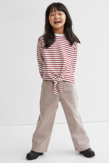 HM Tie-front Sweatshirt WHITE/STRIPED