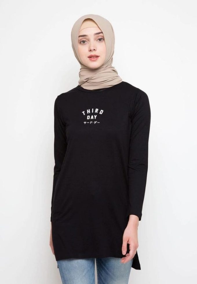 Third Day LTC75 mls td simple hitam hijab lengan panjang