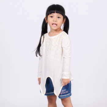 Tshirt Anak Perempuan Tangan Panjang Tali Bawah Broken White