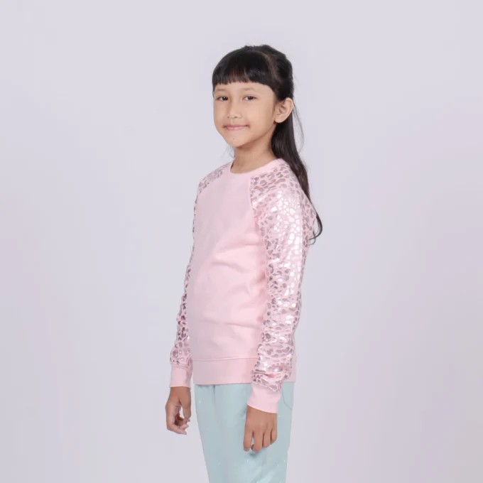 Sweater Anak Perempuan Glitter Pink Leopard
