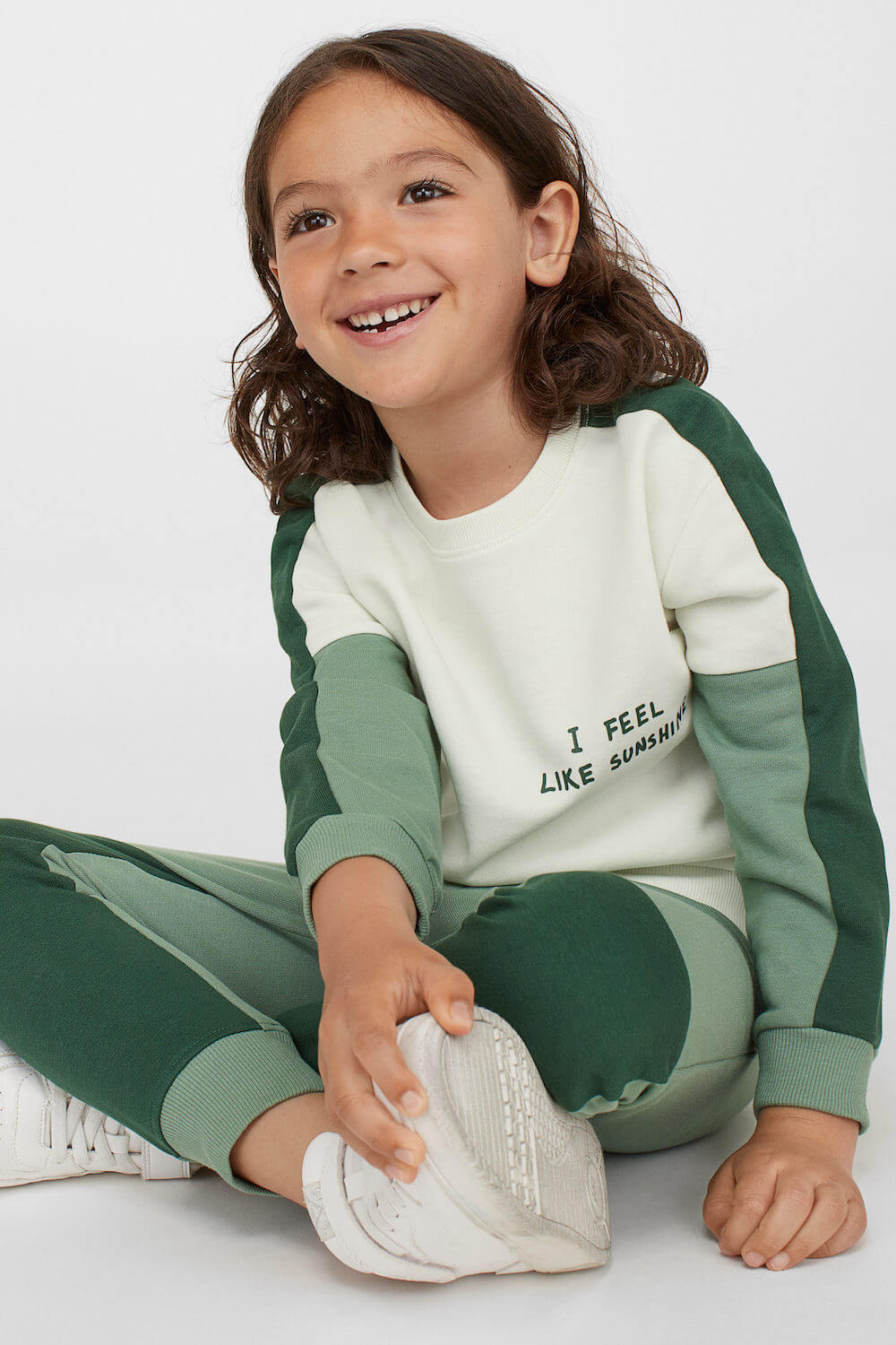 HM Baju Setelan Anak Laki-laki 2-piece Printed Set LIGHT GREEN/BLOCK-PATTERNED