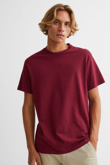 HM Kaos Kerah Bundar Regular Fit BURGUNDY