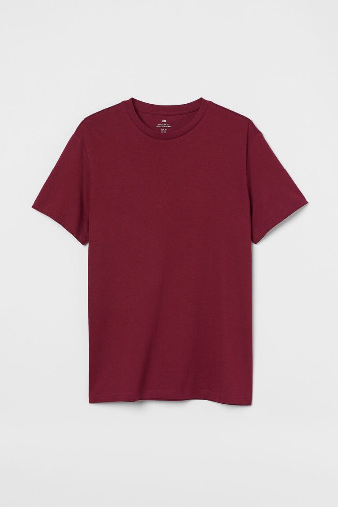 HM Kaos Kerah Bundar Regular Fit BURGUNDY