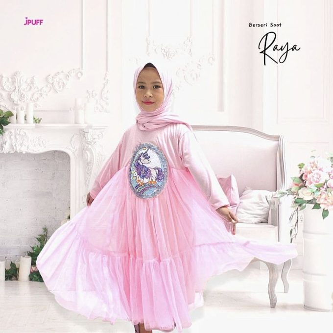JPUFF Gamis Anak Muslim Raya Dress Anak Tutu - Dres Anak Pesta
