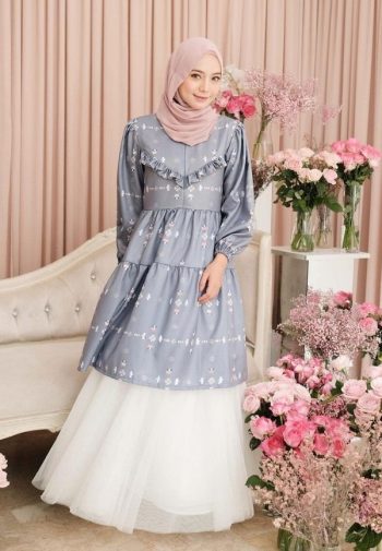 Vanila Hijab Baju Atasan Wanita Rumi Tunik Blue Denim