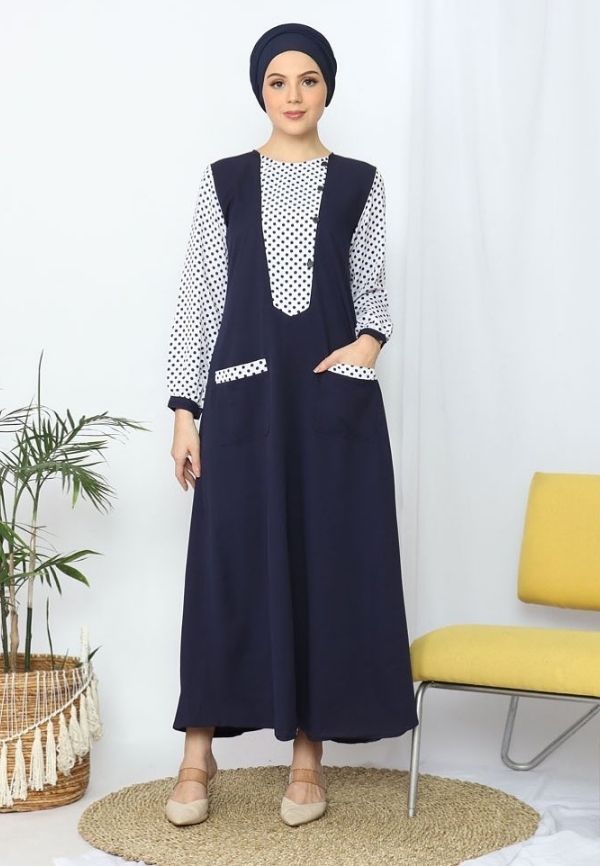 Gamis Wanita Mayla Dress Navy