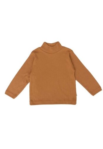 Kaos Lengan Panjang TOMO Kira Rib Turtleneck Almond