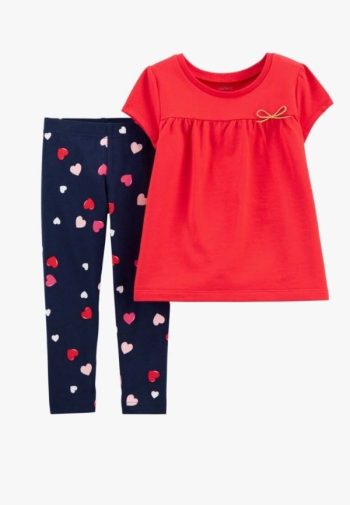 Baju Anak Perempuan Carter's Red Top & Heart Legging