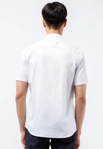 Koko Lengan Pendek Mandarin Collar Short Sleeve Shirt White