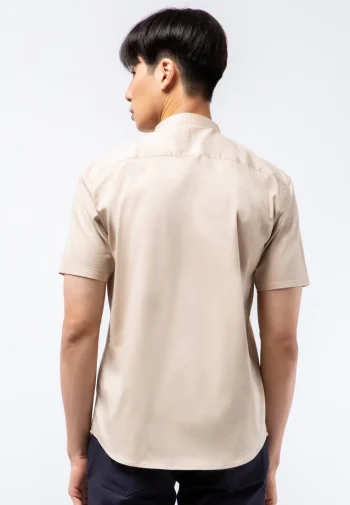 Koko Lengan Pendek Mandarin Collar Short Sleeve Shirt Khaki