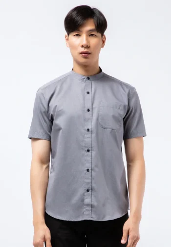 Koko Lengan Pendek Mandarin Collar Short Sleeve Shirt Grey