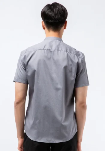 Koko Lengan Pendek Mandarin Collar Short Sleeve Shirt Grey