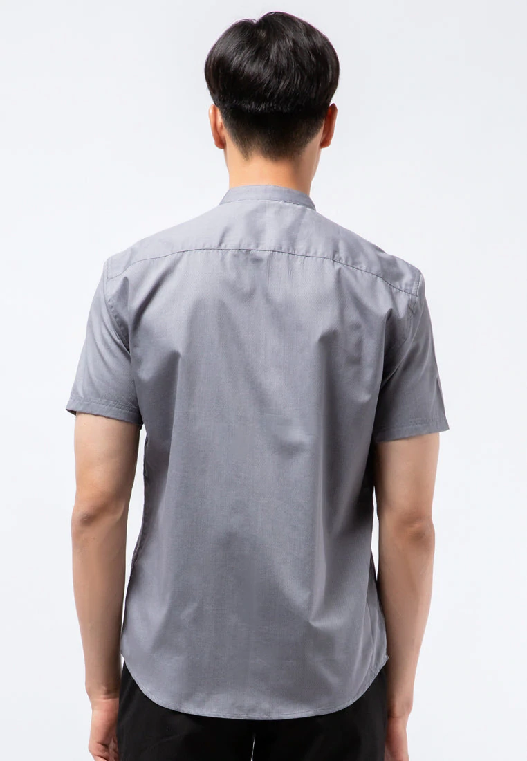 Koko Lengan Pendek Mandarin Collar Short Sleeve Shirt Grey