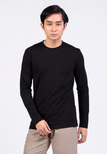 Kaos Lengan Panjang Pria Slim Fit Long Sleeve T-shirt Black
