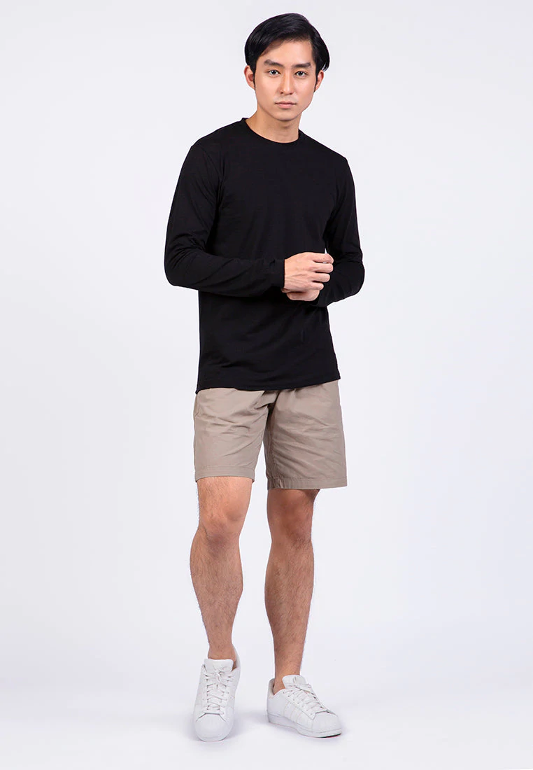 Kaos Lengan Panjang Pria Slim Fit Long Sleeve T-shirt Black