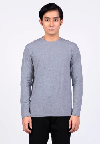 Kaos Lengan Panjang Pria Slim Fit Long Sleeve T-shirt Grey