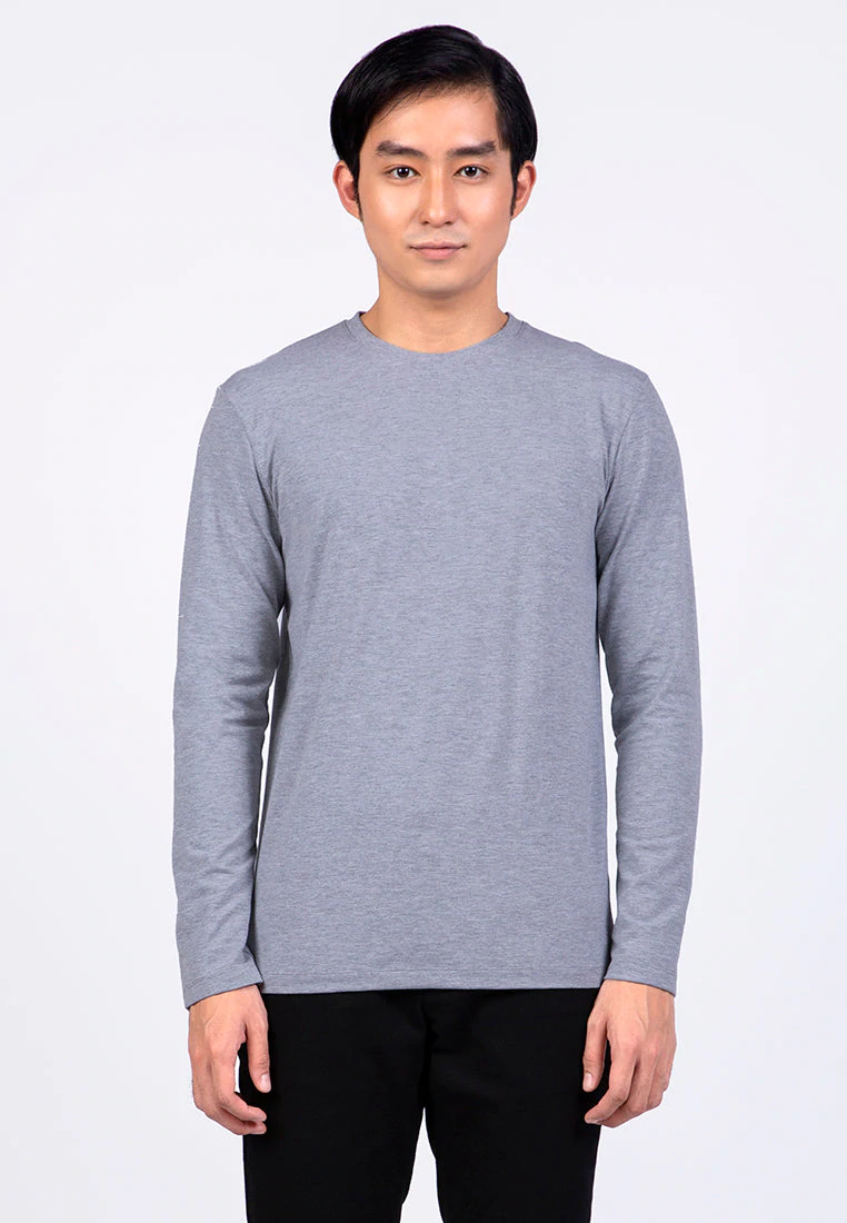 Kaos Lengan Panjang Pria Slim Fit Long Sleeve T-shirt Grey