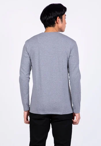 Kaos Lengan Panjang Pria Slim Fit Long Sleeve T-shirt Grey
