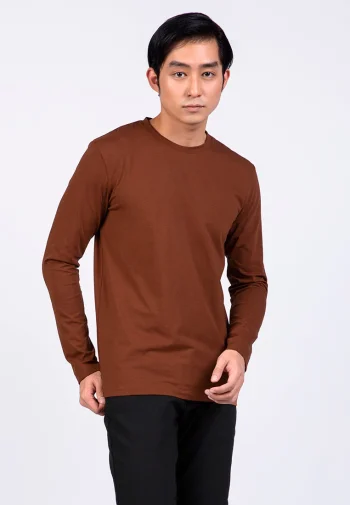 Kaos Lengan Panjang Pria Slim Fit Long Sleeve T-shirt Ochre