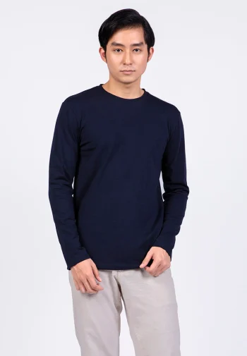 Kaos Lengan Panjang Pria Slim Fit Long Sleeve T-shirt Navy