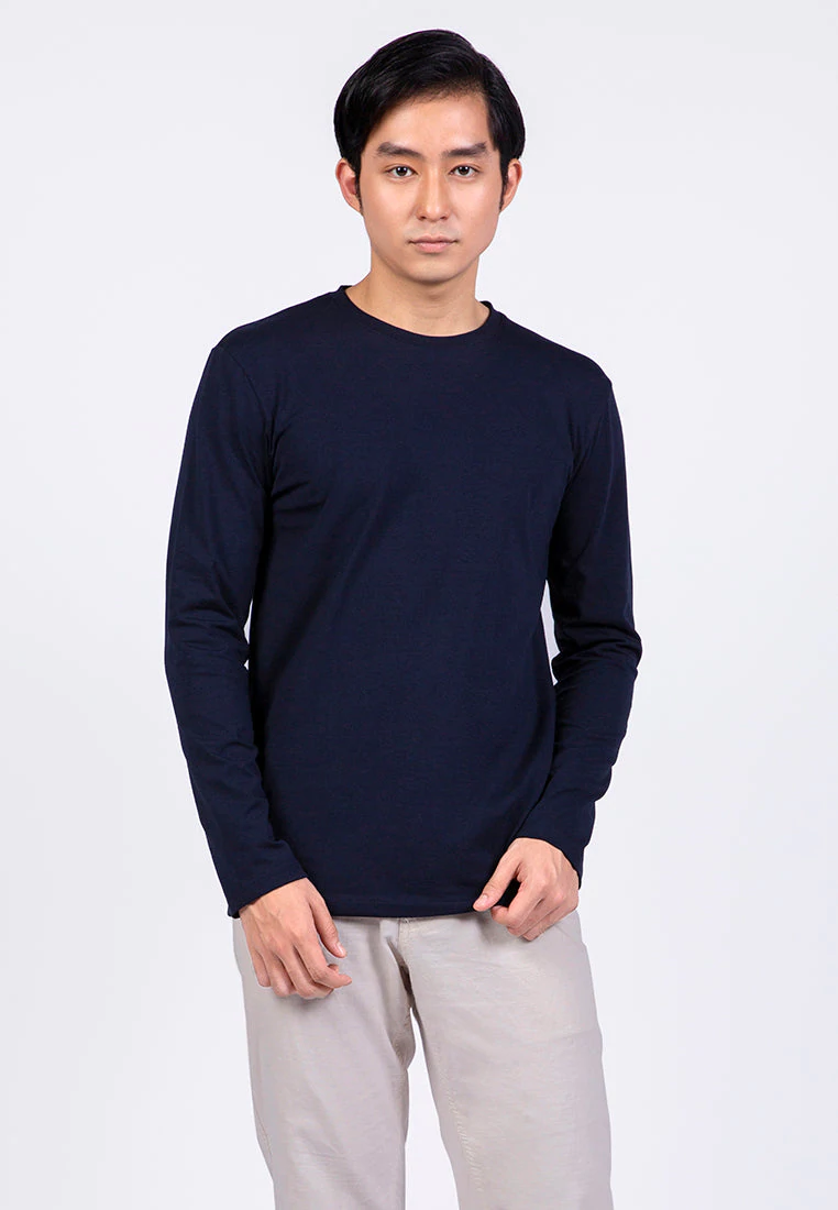 Kaos Lengan Panjang Pria Slim Fit Long Sleeve T-shirt Navy
