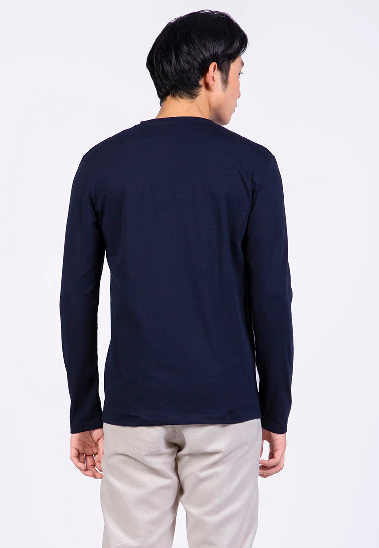 Kaos Lengan Panjang Pria Slim Fit Long Sleeve T-shirt Navy
