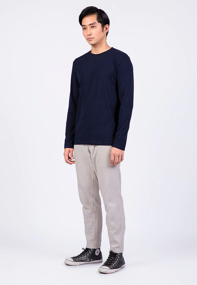 Kaos Lengan Panjang Pria Slim Fit Long Sleeve T-shirt Navy