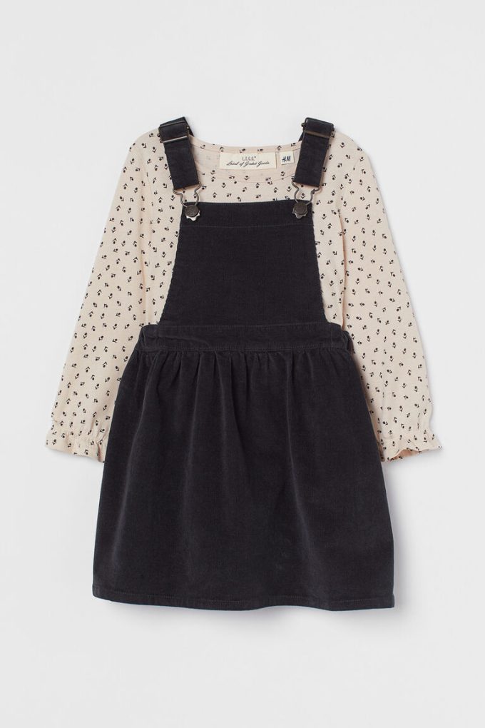 Setelan Baju Anak Perempuan DARK GREY/FLORAL