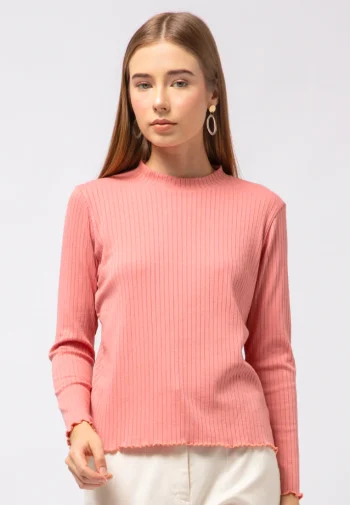 Atasan Lengan Panjang Mock Neck Long Sleeve Top Dusty Pink