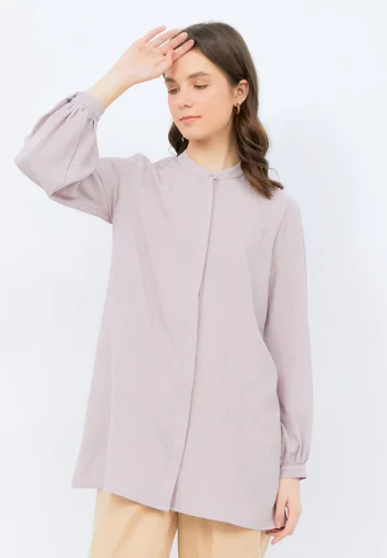 Regular Fit Puff Sleeves Tunic Grey