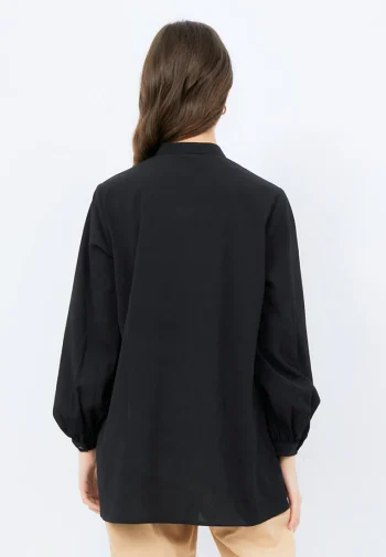 Regular Fit Puff Sleeves Tunic Black